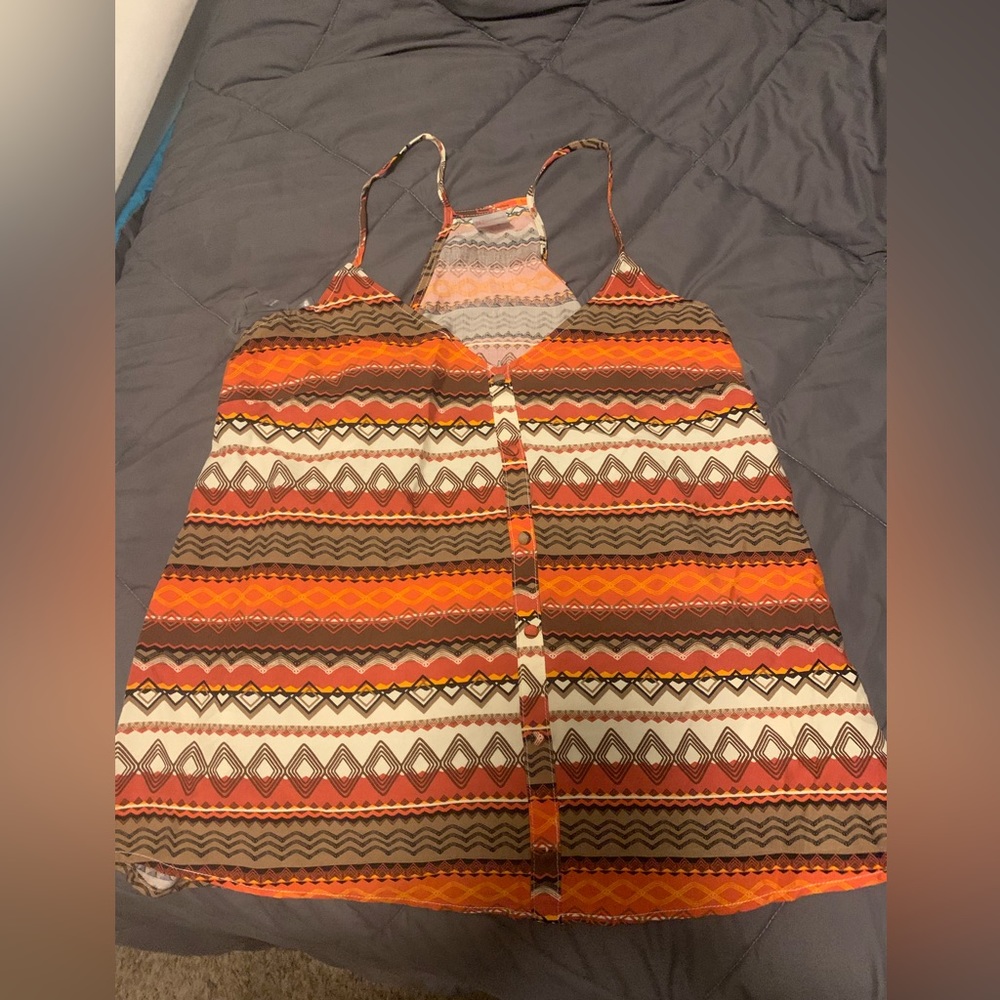 Patterned spaghetti strap tank